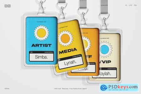 Blue Cream Yellow Retro Summer Festival ID Card