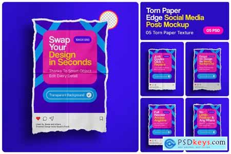 Torn Paper Instagram Post Showcase Mockup Set