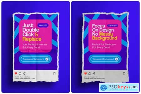 Torn Paper Instagram Post Showcase Mockup Set