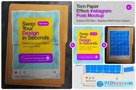 Torn Paper Effect Instagram Post Mockup