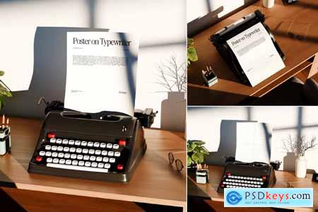 Poster on Typewriter Mockup