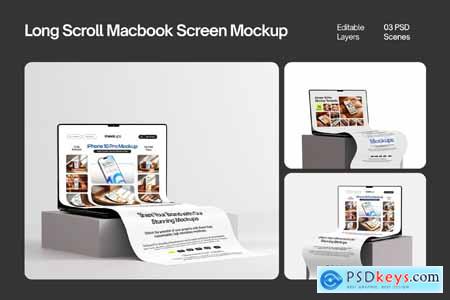 Long Scroll Extended Laptop Screen Mockup Set