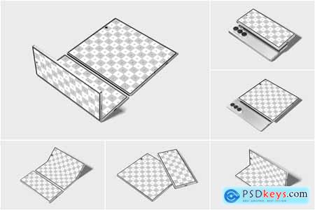 Fold Phone Mockup Perspective View