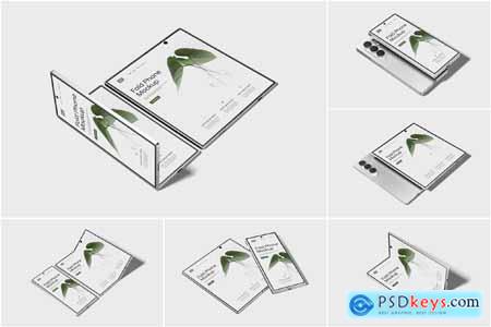 Fold Phone Mockup Perspective View Fold Phone Mockup Perspective View