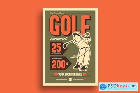 Green Retro Golf Tournament Flyer