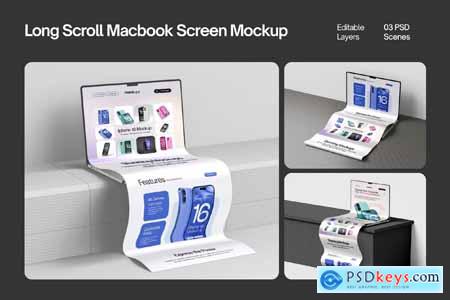 Long Scroll Extended Laptop Screen Mockup Set GU5PDTX