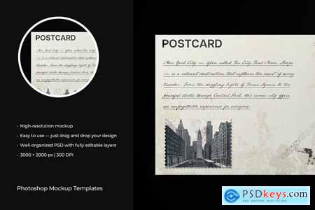 Grunge Vintage Postcard & Postage Stamp Mockup