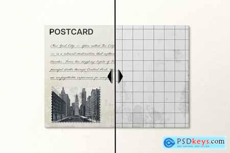 Grunge Vintage Postcard & Postage Stamp Mockup