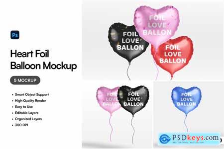 Heart Foil Balloon Mockup