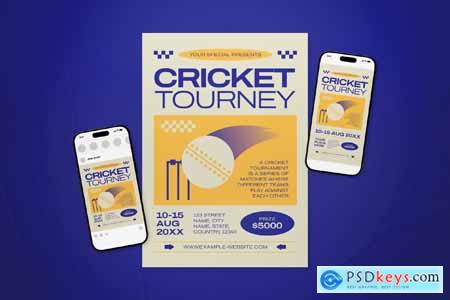Yellow Modern Retro Cricket Tournament Flyer Set