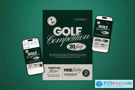 Green Retro Luxurious Golf Competition Flyer Set