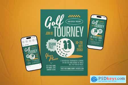 Green Retro Golf Tournament Flyer Set