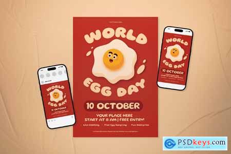 Red Quirky Illustration World Egg Day Flyer Set