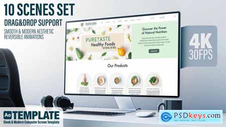 Computer Monitor Screen Mockup 10 Scenes Set  Sleek & Modern After Effects Template 57272921