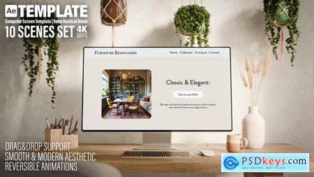 Computer Monitor Screen Replacement Template Boho Rustical Room 10 Scenes Set 59514661