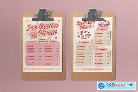 Ice Cream Shop Food Menu