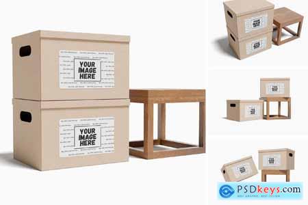 Box gift With Label Mockup