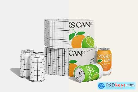 Soda Can with Box Mockup