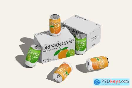 Soda Can with Box Mockup