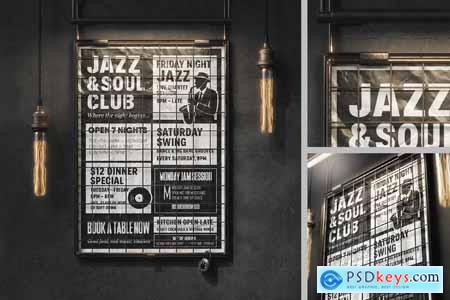 Vintage Wall Poster in Caged Frame Mockup
