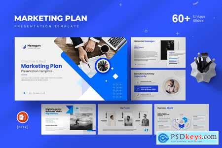 Hexagon Marketing Plan PowerPoint Presentation