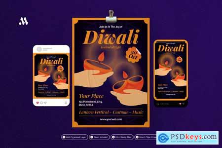 Diwali Candle - Flyer Set