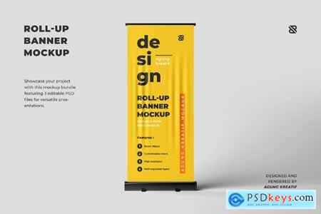 3 Roll-Up Banner Mockup Sets