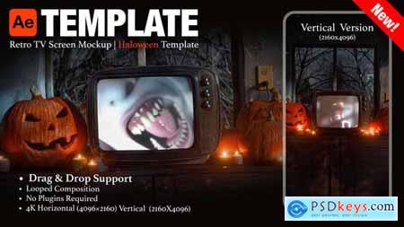 Retro TV Screen Mockup Haloween Horror Atmosphere 4K Looped Template 60364445