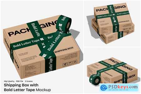Shipping Box with Bold Letter Tape Mockup Shipping Box with Bold Letter Tape Mockup