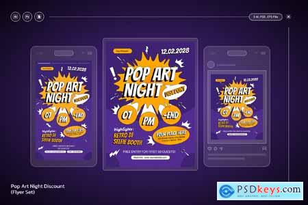 Pop Art Night Discount  Flyer & Instagram Set