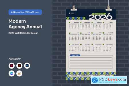 Corporate Wall Planner 2026 Modern Layout