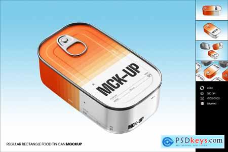 Regular Rectangle Food Tin Can Mockup