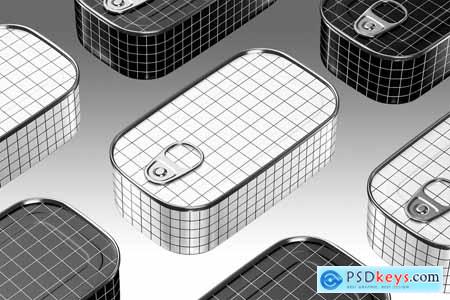 Regular Rectangle Food Tin Can Mockup