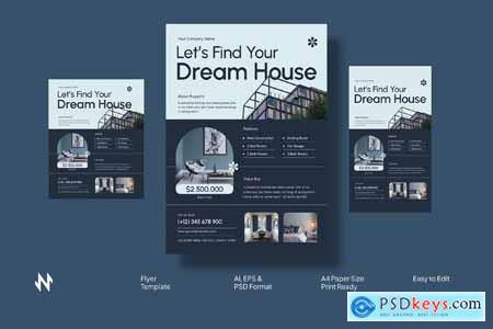 Blue Real Estate Flyer Template