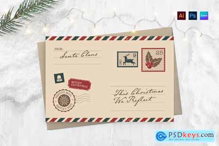 Christmas Vintage Postcard Template