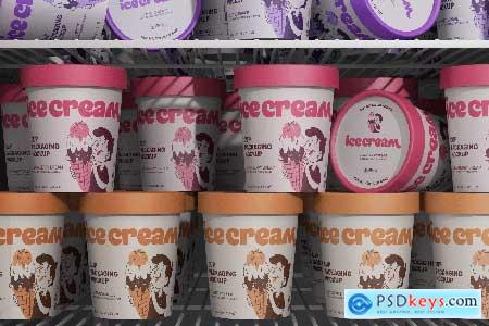 Ice Cream Bucket Packaging Mockup