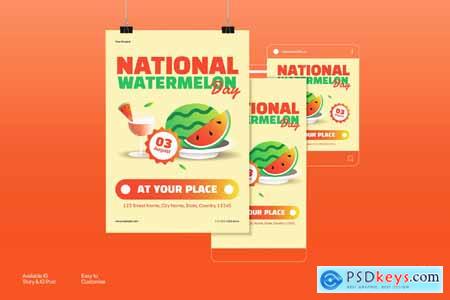 Cream Gradient National Watermelon Day Flyer Set