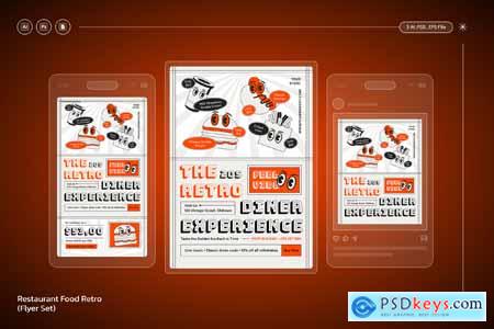 Restaurant Food Retro  Flyer & Instagram Set