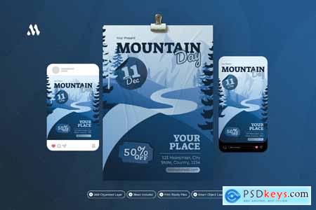 Mountain Day Blue - Flyer Set