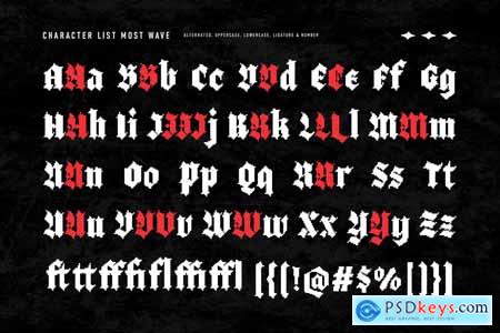 Most Wave - Pixelate Blackletter Game Font