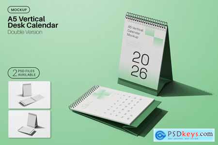 Two A5 Size Desk Calendar Mockups
