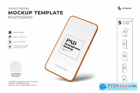 Isolated Smartphone Mockup Template