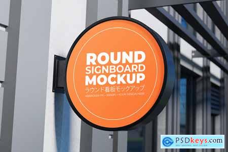 Round Signboard Mockup #03