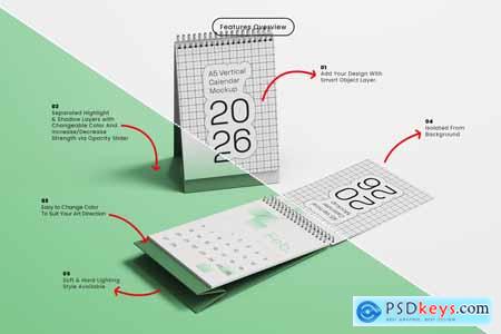 Two A5 Size Desk Calendar Mockups