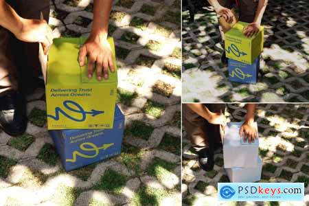 Realistic Cardboard Box Mockup