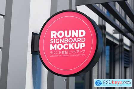Round Signboard Mockup #03