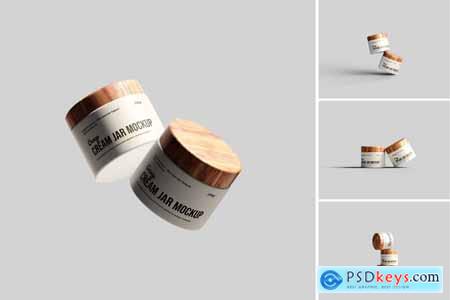 Realistic Cream Jar Mockup Set