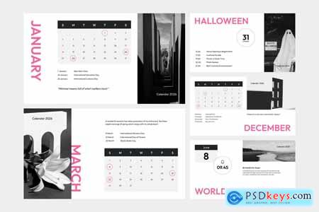 Minimalist Calendar 2026 PowerPoint